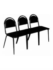 Блок стульев-тройка без подлокотников,материал: ткань - серая, черная