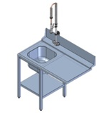 Стол предмоечный СПМФ-7-1 для фронтальной посудомоечной машины (1160х690 мм., душ-стойка)