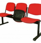 Блок стульев-тройка откидной, без подлокотников (каркас: профил.тр., п/м, ткань)